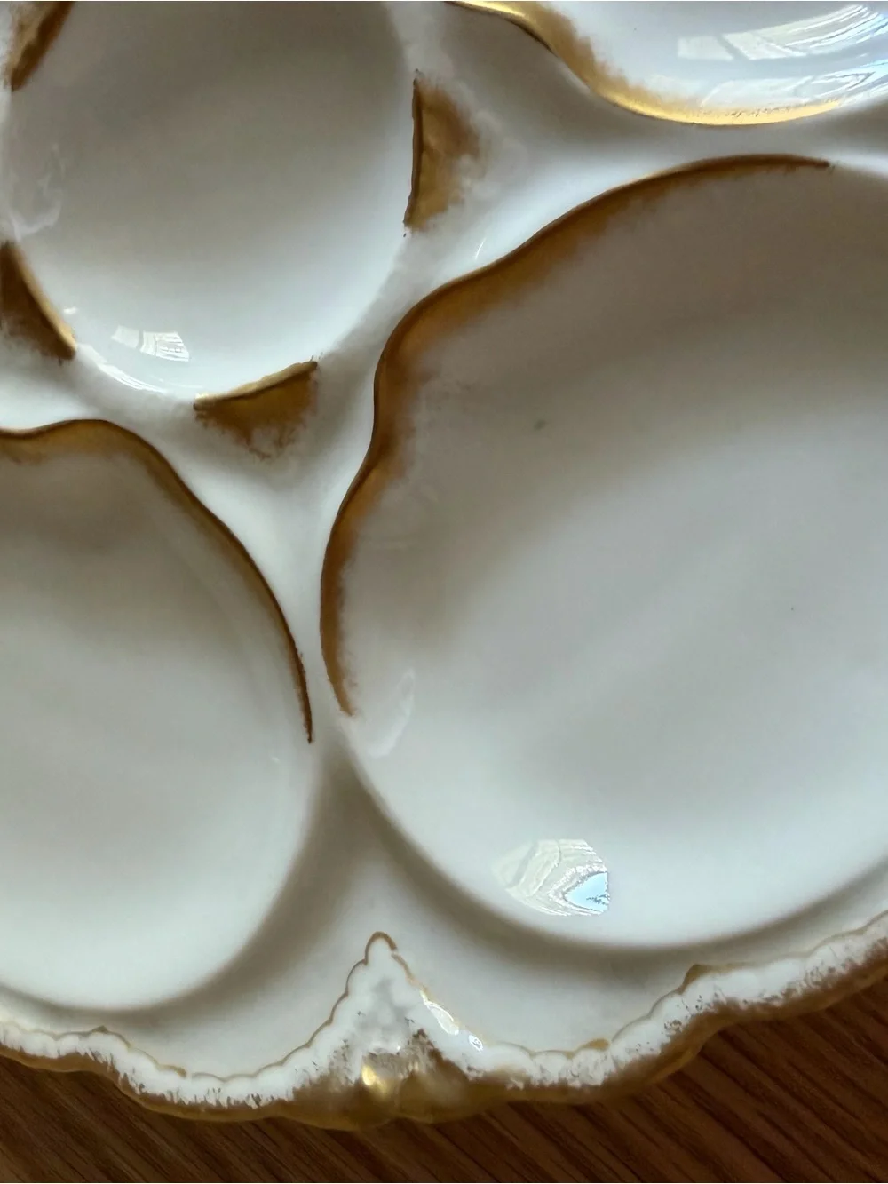Antique Porcelain Theodore Haviland Ranson White with Gold Trim Oyster Plate